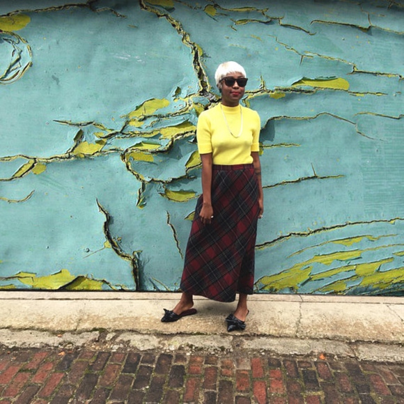 Vintage 1960's Red & Green Plaid Maxi Skirt - Picture 1 of 5